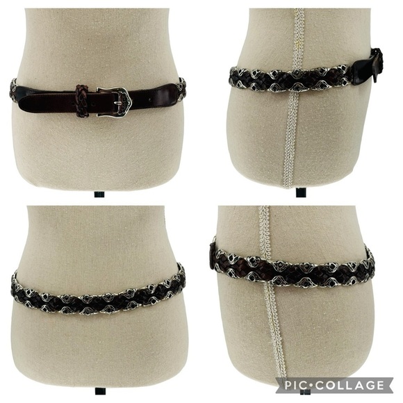 Vintage Capezio Brown Braided Western Gothic Leather Belt w/Silver Accents main image 7